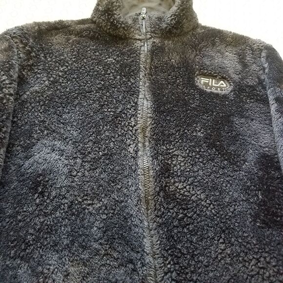 Fila Sport Womens Faux Fur Fleece Zip Up Jacket Navy Blue Super Soft Size 1X - Picture 3 of 9